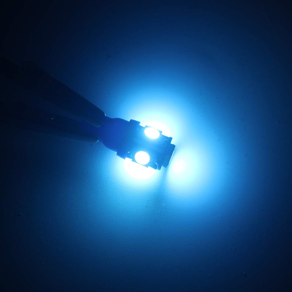 Blyilyb 12-Pack Ice Blue Replacement Stock # 194 T10 168 2825 W5W 175 158 Bulb 5050 5 Smd Led Light 12V Car Interior Lighting Fo