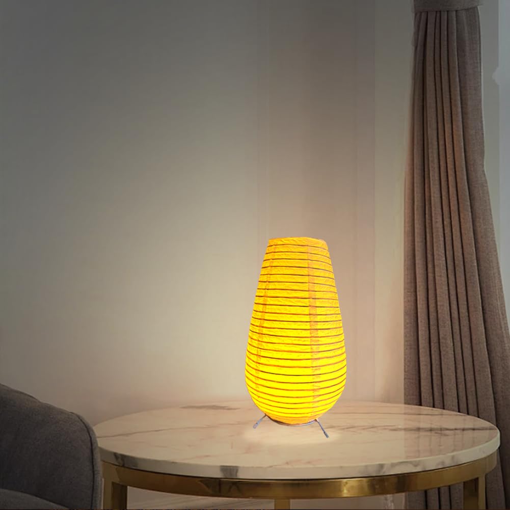 Fosinz Battery Operated Lamp Bedside Table Lamp Paper And Chrome Standing Lamp Room Decoration Festival Lantern Light Nightstand