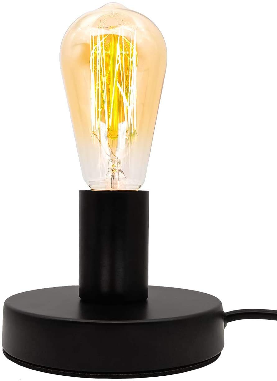 Yxth Industrial Table Lamp - Vintage E26/E27 Ceramic Base Holder, Small, Black, Model Yxth-001, Desk Lamp With On/Off Switch