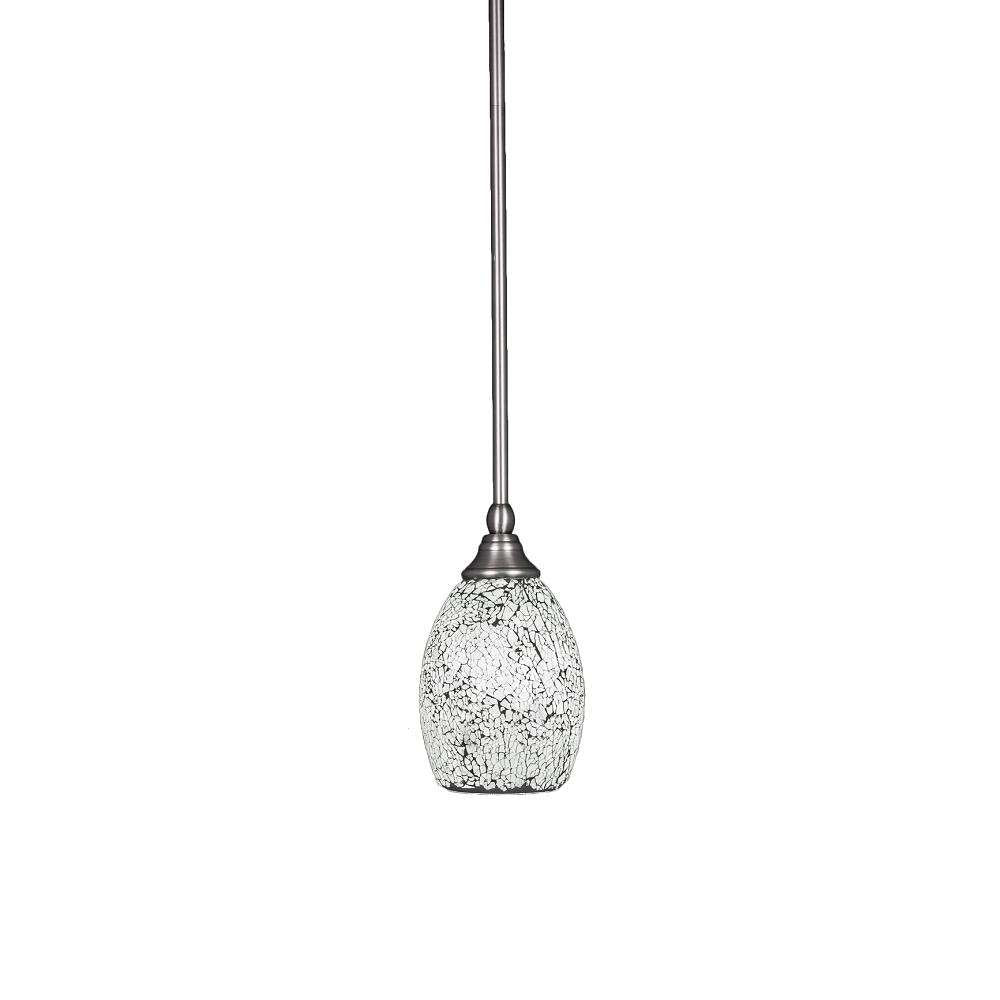 Toltec Lighting 23-Bn-4165 Stem Mini Pendant With Hang Straight Swivel With 5&quot; Black Fusion Glass, Brushed Nickel Finish