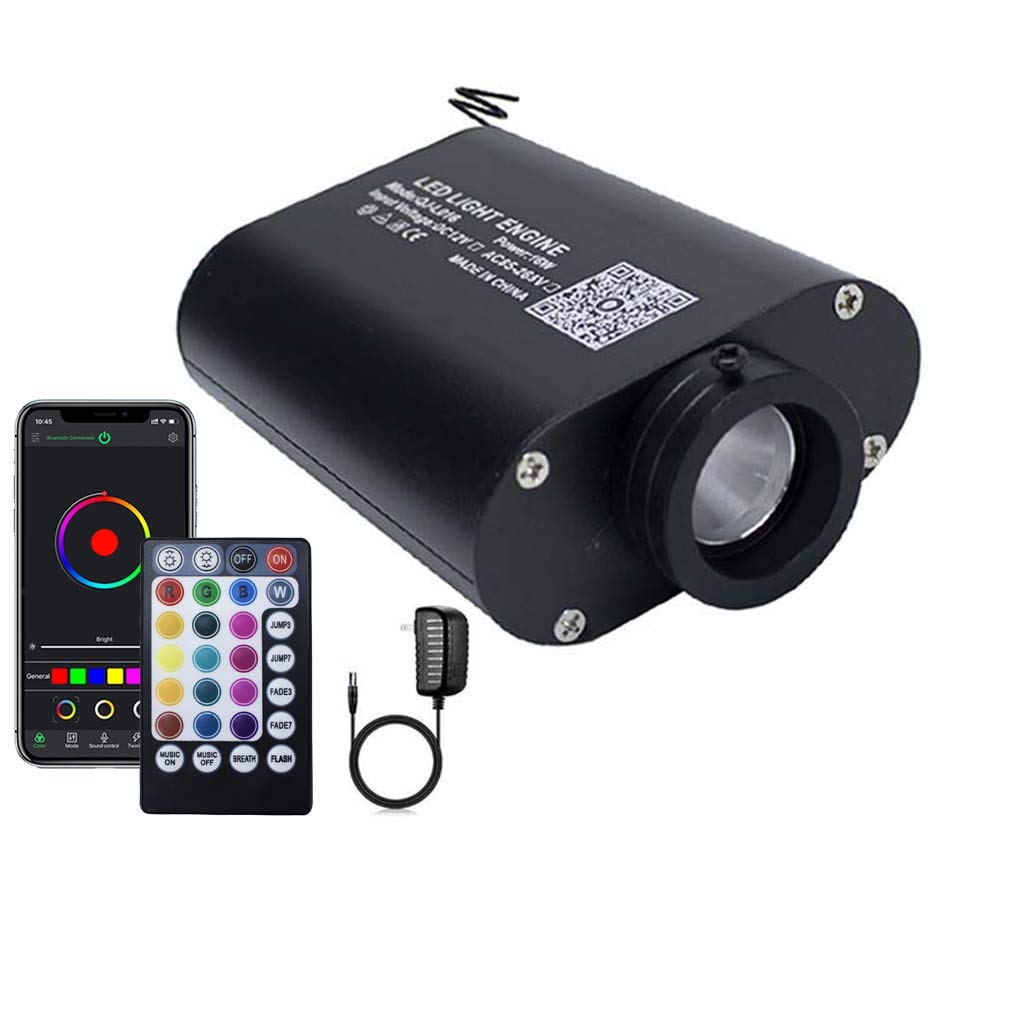 Azimom 16W Car Use Sound Activated Fiber Optic Light Box Engine Music Sensor Mode Rgbw App/Remote Control Starlight Engine Driver For Car Indoor Star Lighting Decoration