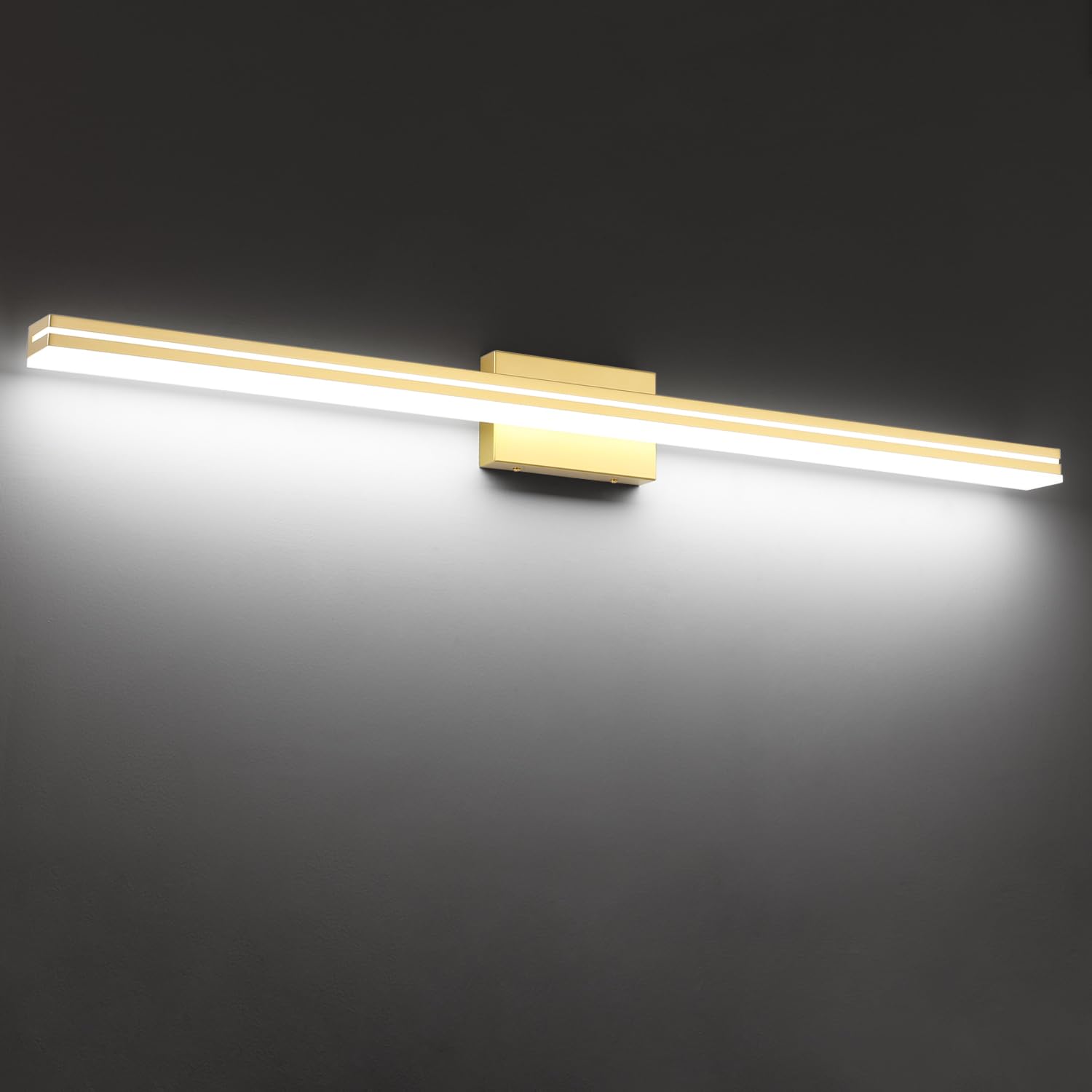 Sinerise 48-Inch Led Modern Bathroom Vanity Light Bar  Gold Modern Acrylic Bathroom Wall Lighting Fixtures Over Mirror (Cool White 6000K)