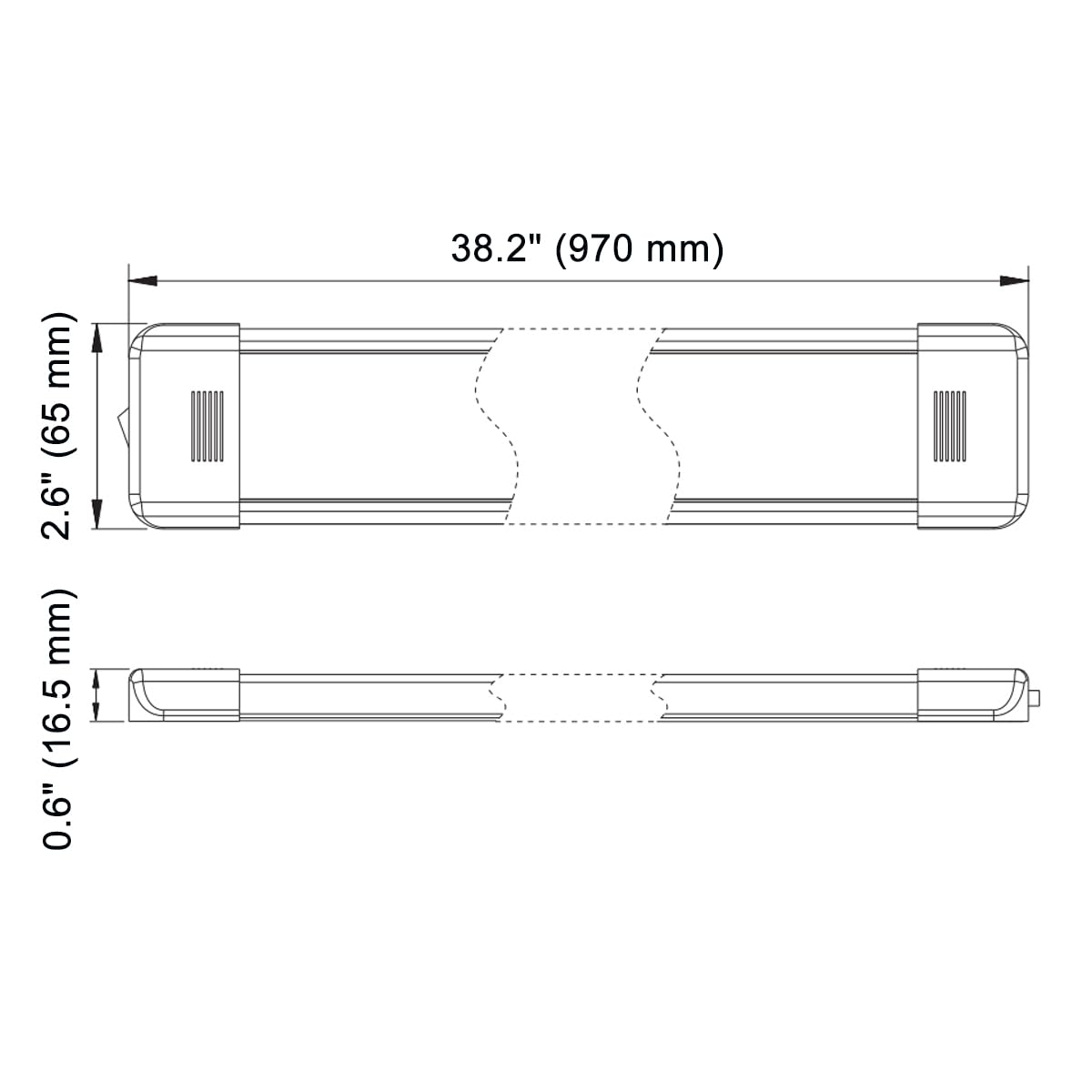 Raycharm Led Interior Utility Light Fixture 38.2'' X 2.6'', High Lumen-Output Low Current Draw Energy Efficient, Frosted Lens 60