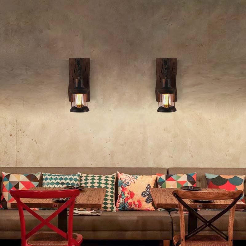 LightInTheBox Retro Rustic Wall Sconces, Industrial Vintage Wall Light Fixtures Farmhouse Antique Wooden Wall Lamp for Aisle, Va