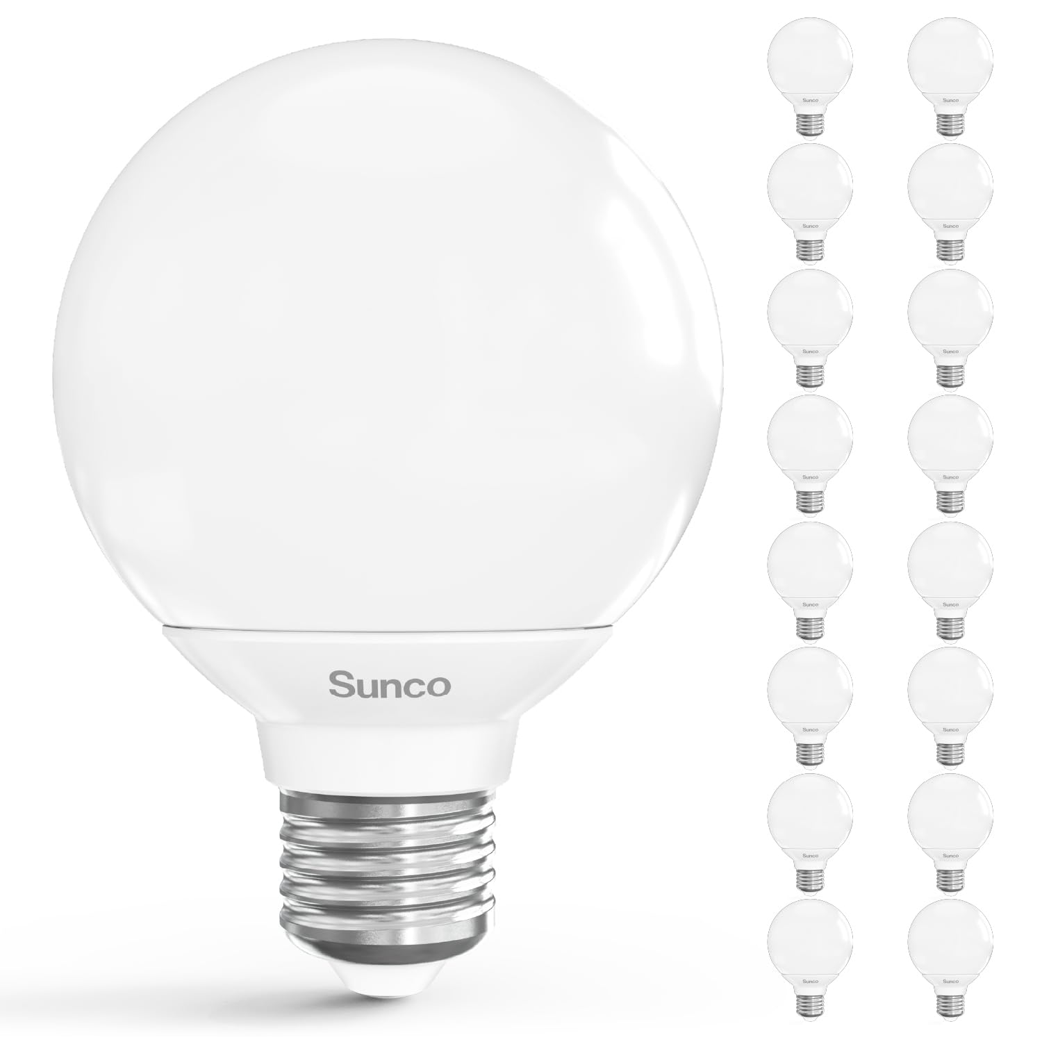 Sunco 16 Pack G25 LED Light Bulbs, Vanity Globe Bathroom Light Bulb, 450 LM, 2700K Soft White, 6W (40W Equivalent), Dimmable Mir