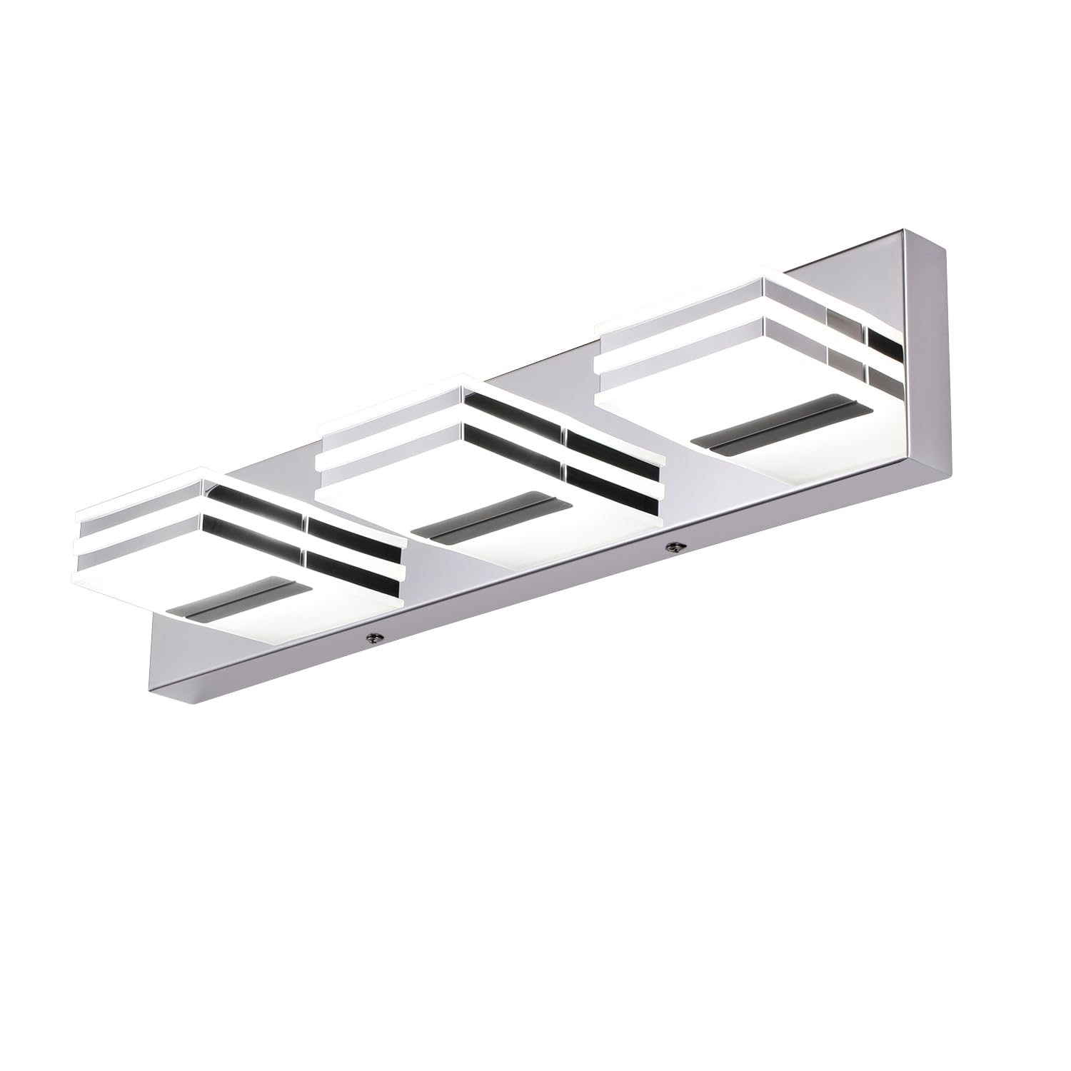 yumcrelect LED Vanity Light Fixture, 3-Light, 20-Inch, Chrome, Acrylic, Modern Bathroom Lighting, 6000K