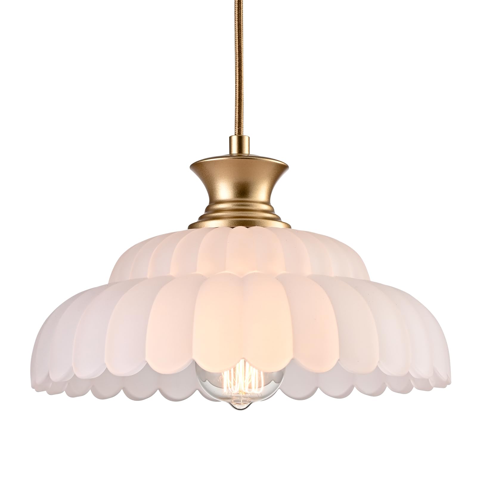 HYDProfessional Vintage Frosted Glass Pendant Lights Kitchen Island Lighting Fixtures Over The Kitchen Sink Adjustable Hanging Pendant for Dining Room Kitchen Entryway