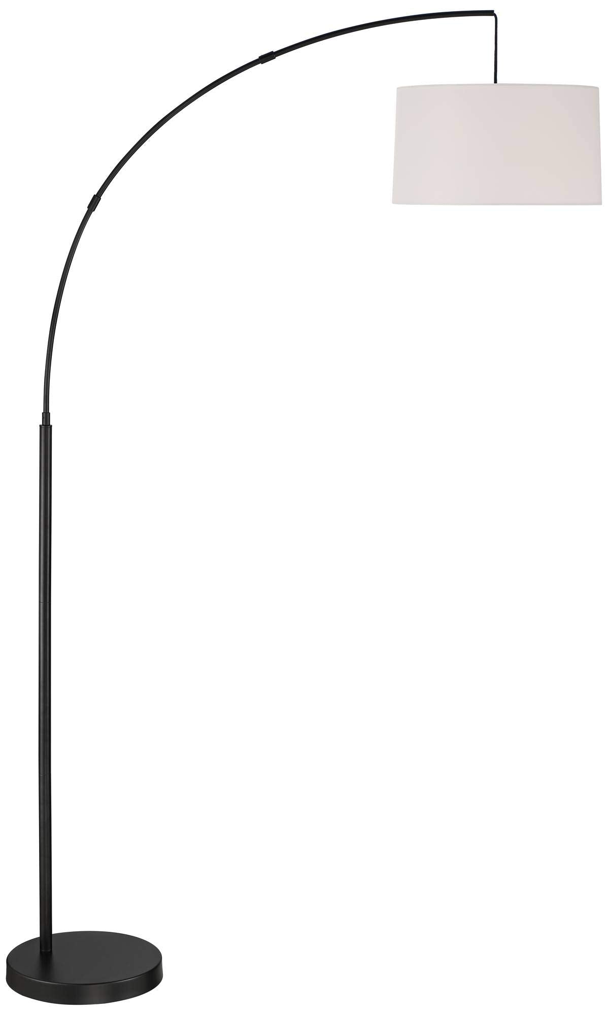 360 Lighting Cora Arc Floor Lamp, 72in Tall, Black Metal, White Linen Shade, Modern Decor for Living Room, Bedroom, Home Office