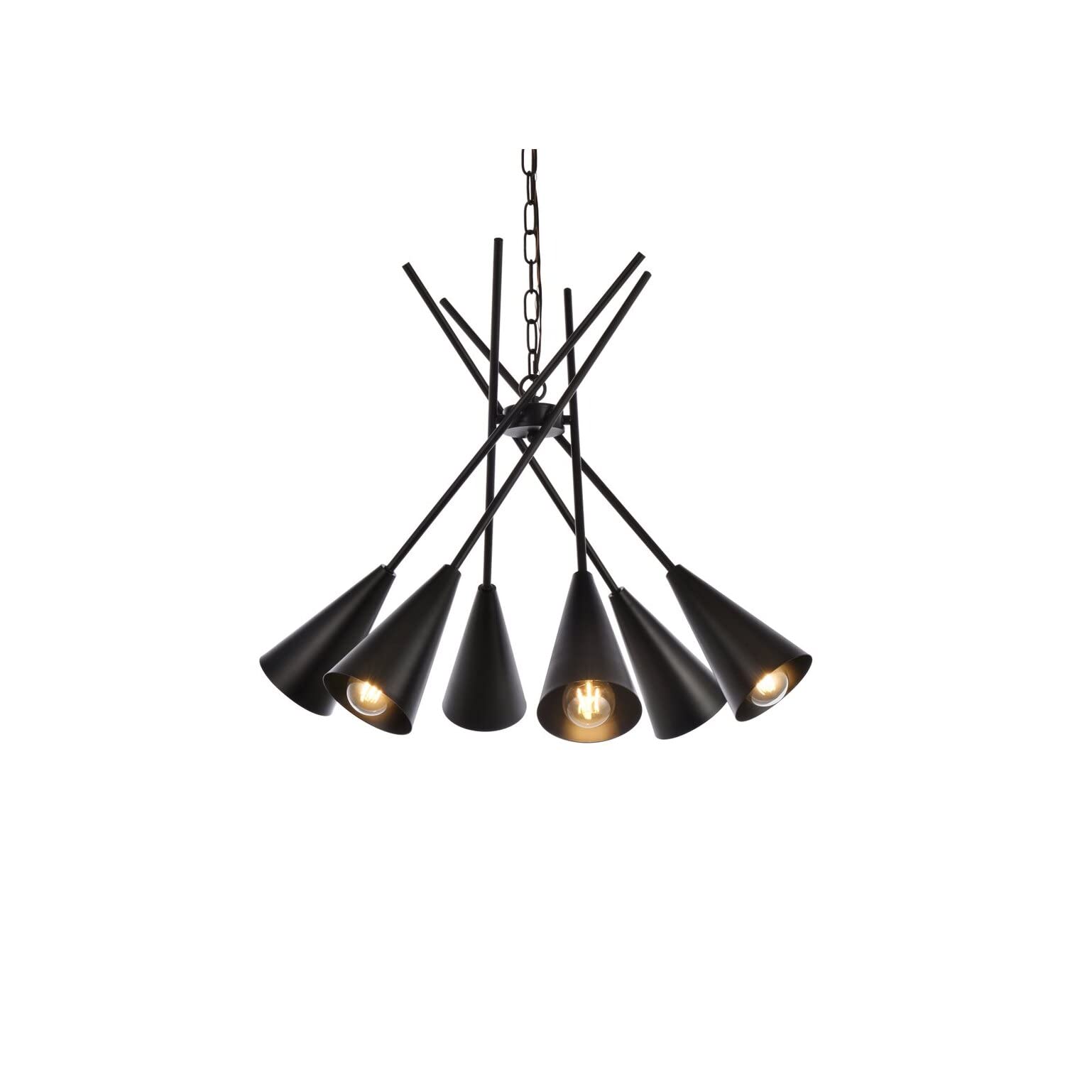Living District Casen 6-Light Mid-Century Metal Pendant in Black