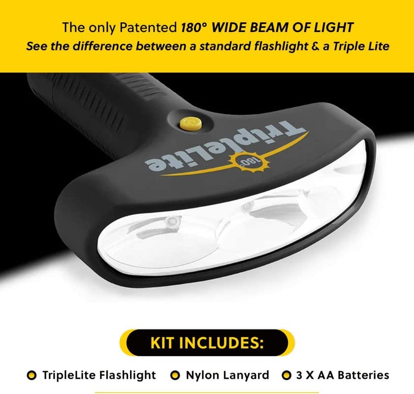 Tripl high-standard 180 Degree LED Flashlight - 300 Lumens, Water Resistant, Green
