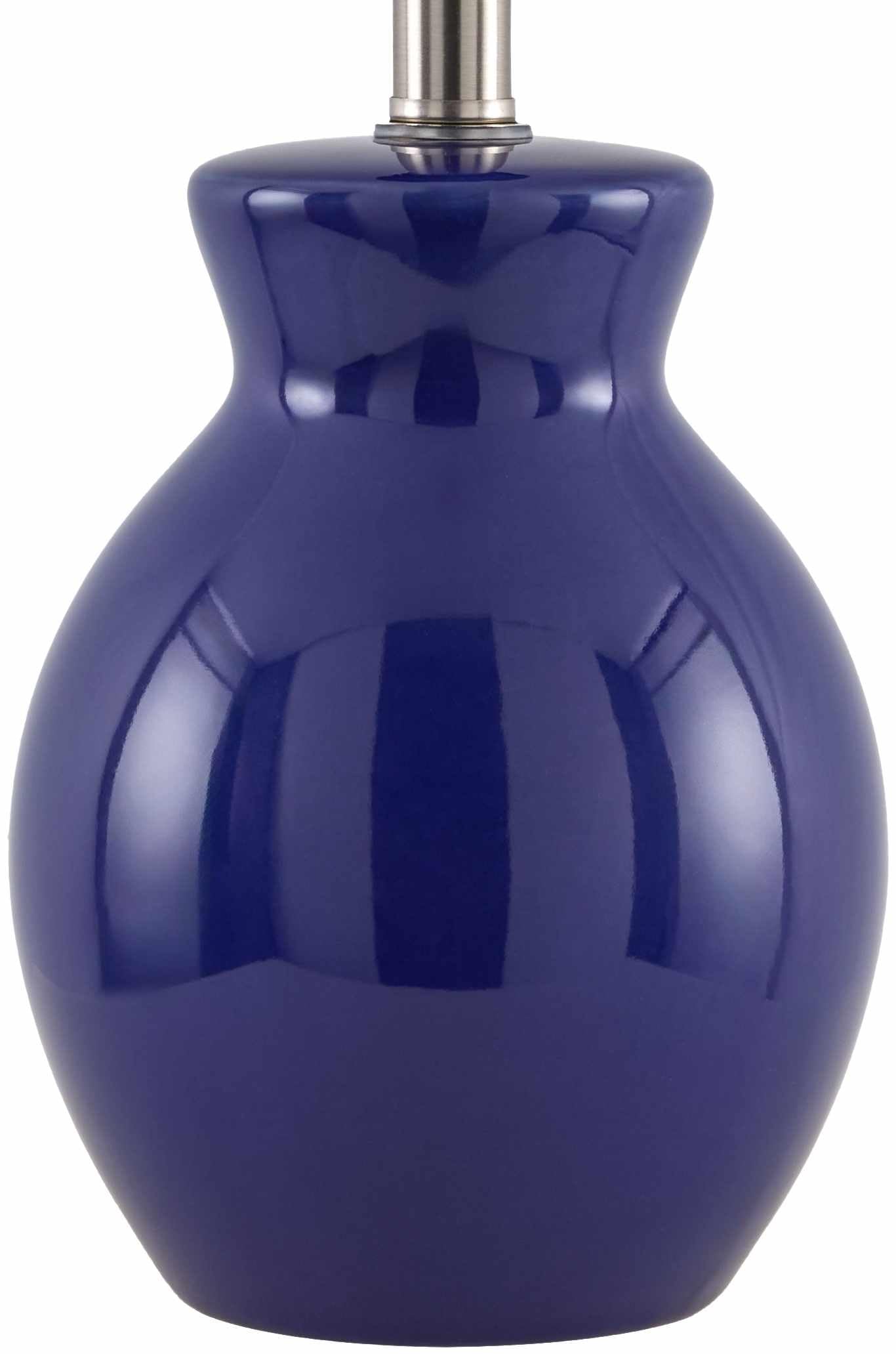 BoutiqueRugs Ceramic Bedside Table Lamp - 15inH, Navy/White, Tapered Shade for Bedroom/Nightstand - Model SPXZVA8-029