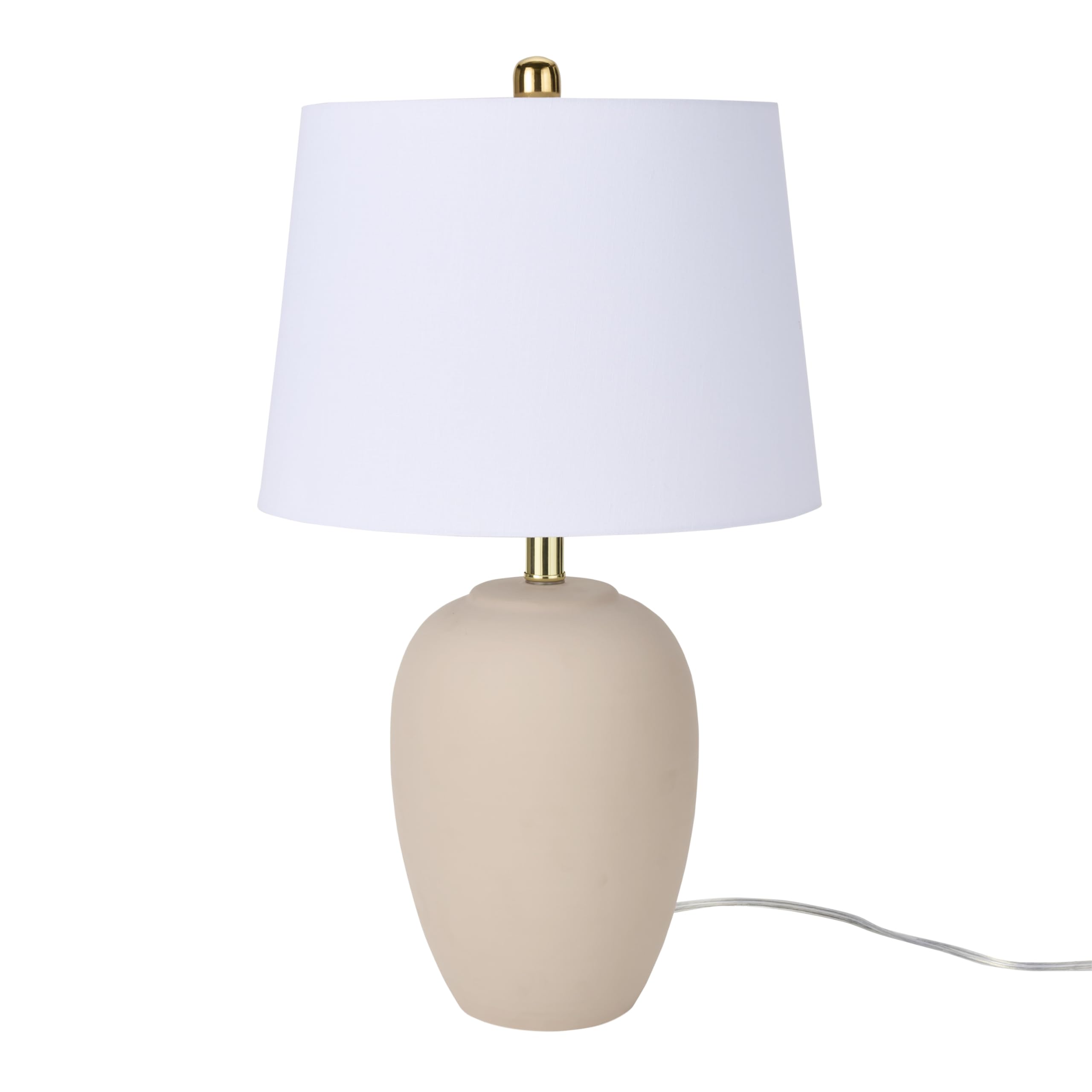 Nourison 23'' Light Pink Ceramic Jar Table Lamp For Bedroom, Living Room, Dining Office, With White Shade (Pack Of 1)