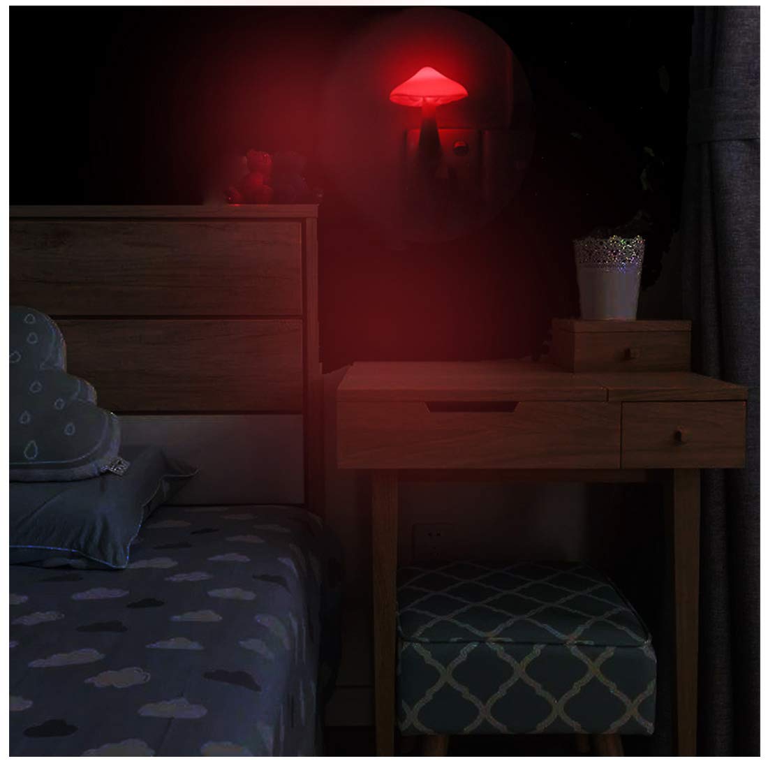 2 Pcs Led Night Light Plug In Nightlight Wall Lamp, Mushroom Night Light Mini Magic Night Lights For Adults Kids Bedroom, Bathro