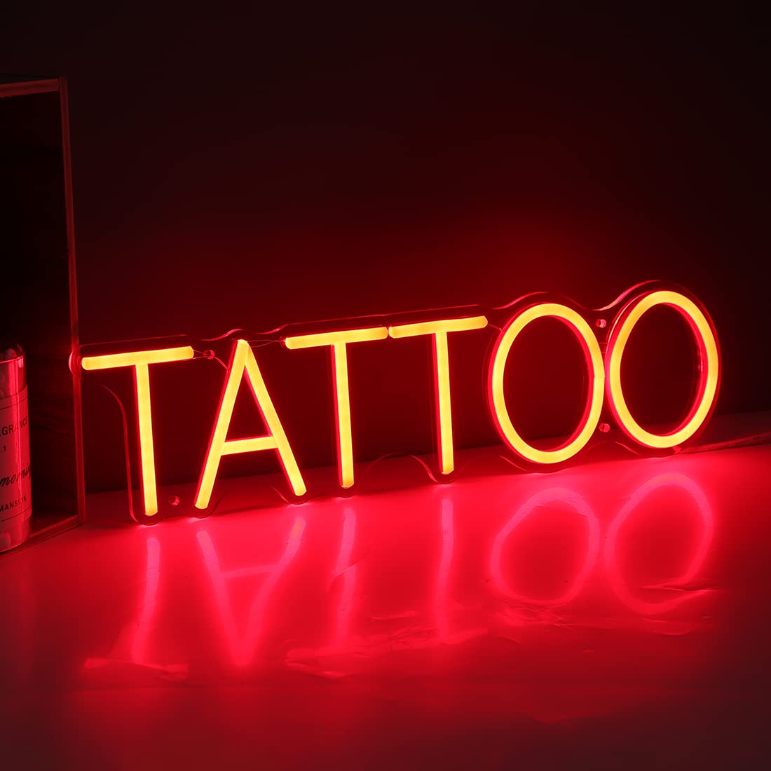 Britrio Neon Light Wall Sign for Tattoo Salon, 15.75x4.17 inches, Horizontal Red, Acrylic, USB Powered, Fun Wall Art Decor