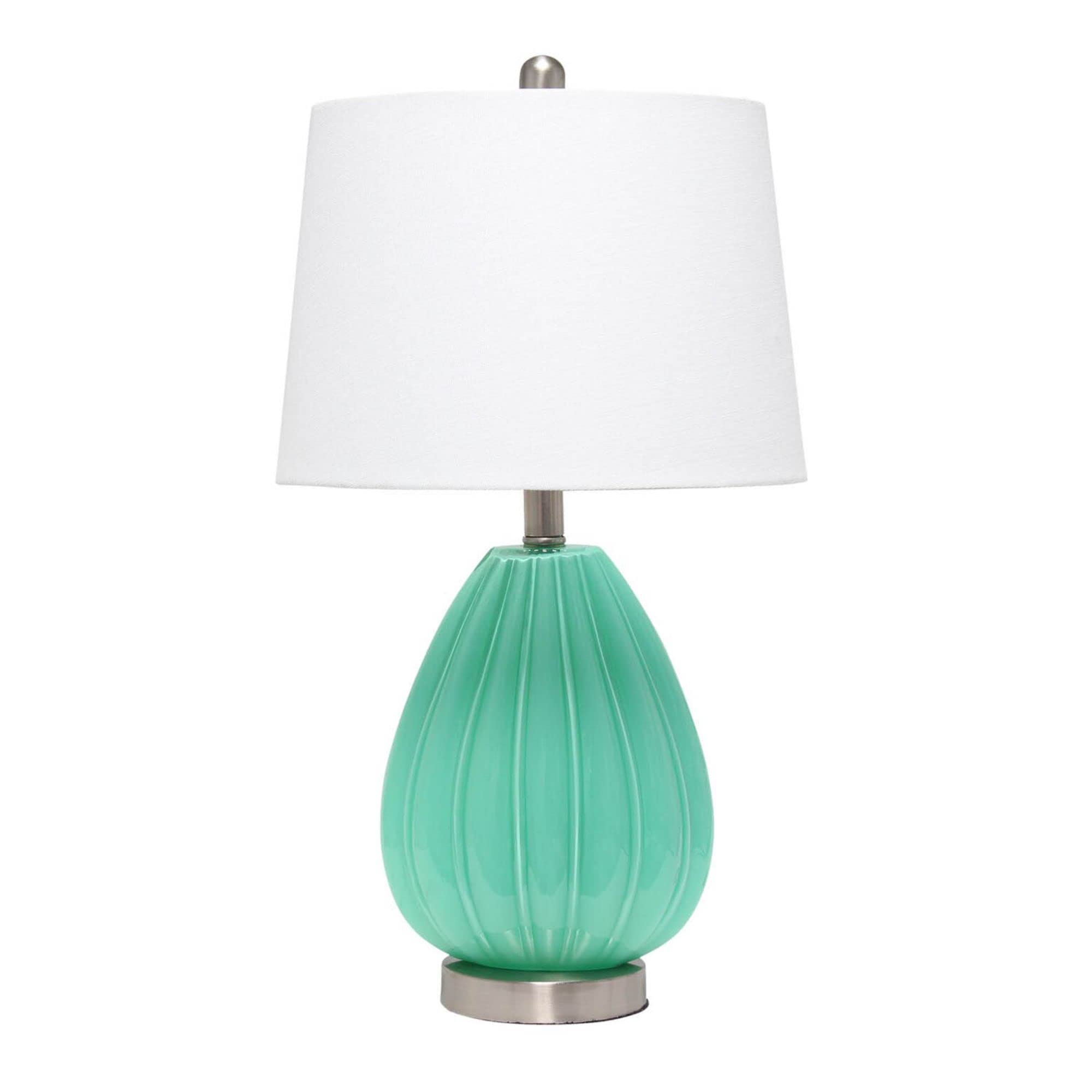 LALIA HOME Contemporary Pleated Table Lamp - Glass Shade, Seafoam Color, Model LHT-5006-SF