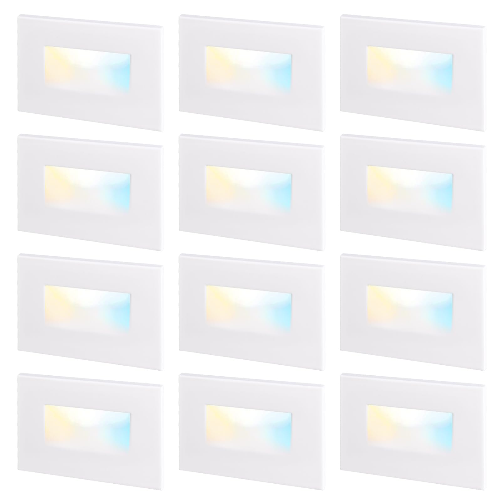 LEONLITE LED Step Lights 12-Pack, 5CCT Dimmable 3.5W, Waterproof, 4.72 Inch, Aluminum, White, Model 29473