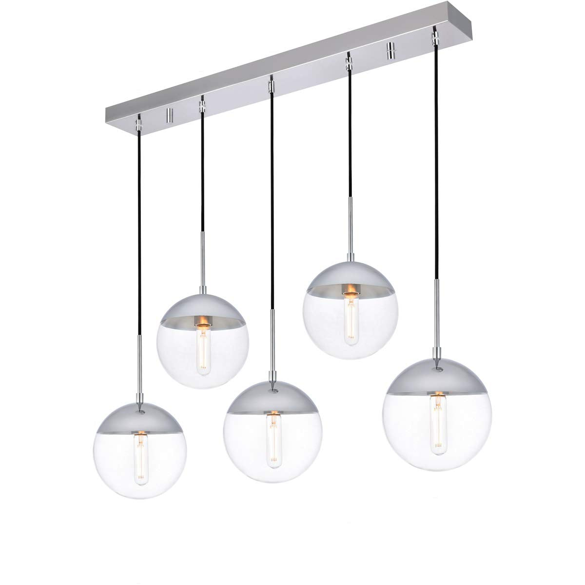 Elegant Lighting Chrome Pendant - Living District Eclipse 5 Lights With Clear Glass