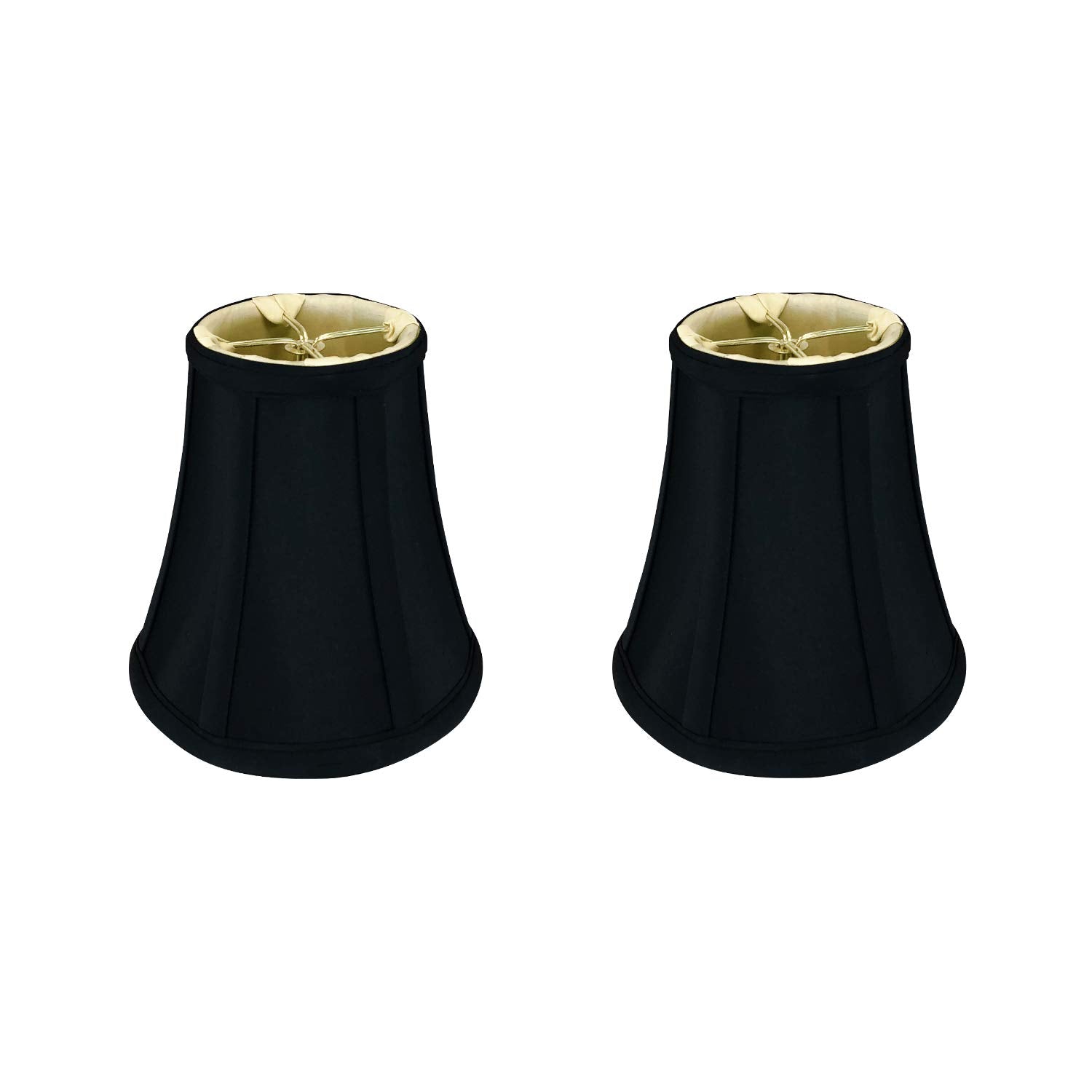 Royal Designs, Inc. True Bell Lamp Shade with Flame Clip Fitter, BS-704FC-6BLK-2, Black, 3.5 x 6 x 6.25, Set of 2