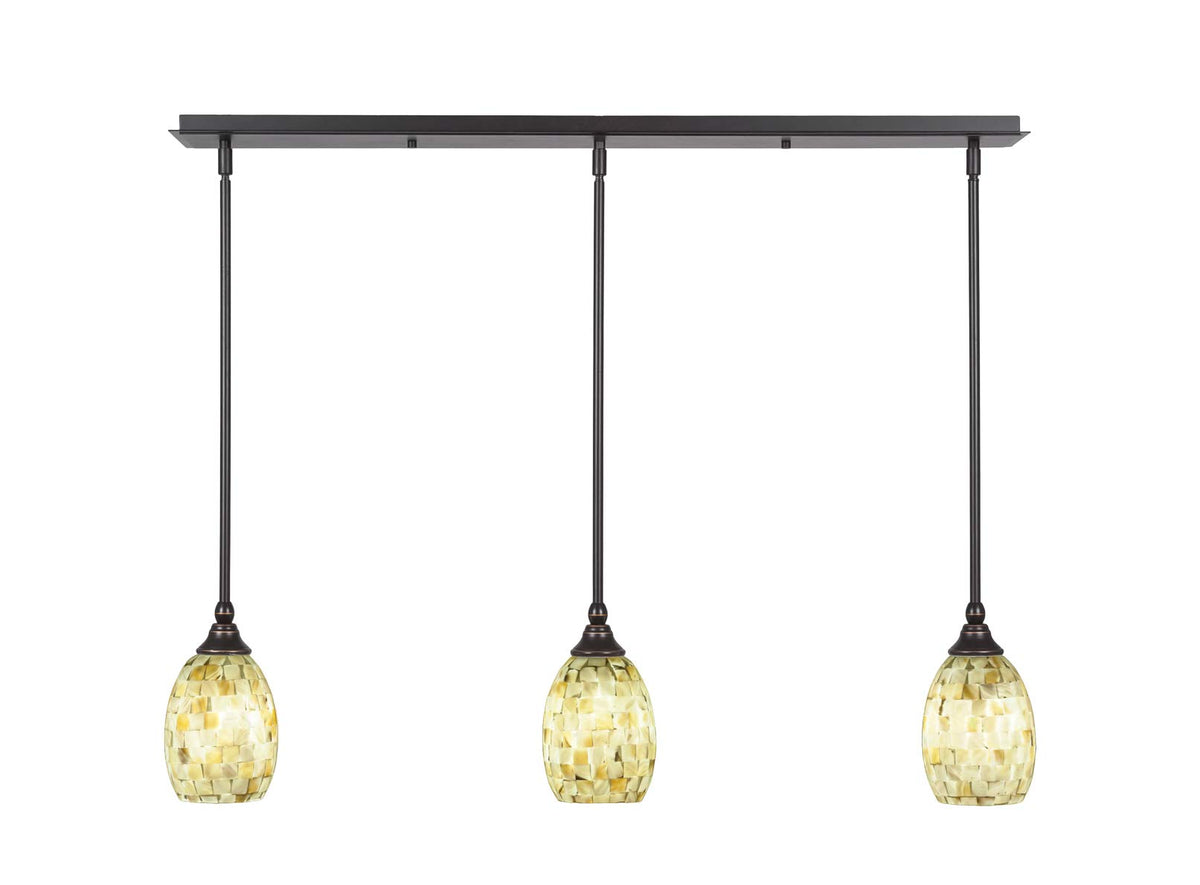 Toltec Lighting 3 Light Linear Pendalier In Dark Granite (36-Dg-406)