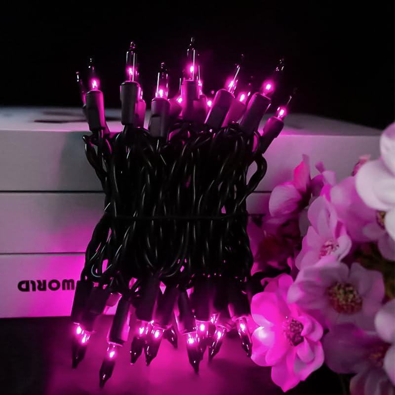 Multi-Sparking Halloween Lights Purple 35 Count - Incandescent Christmas Lights Indoor Mini Halloween String Lights For Outdoor Halloween Decorations, 8.5 Feet Black Wire Purple Lights