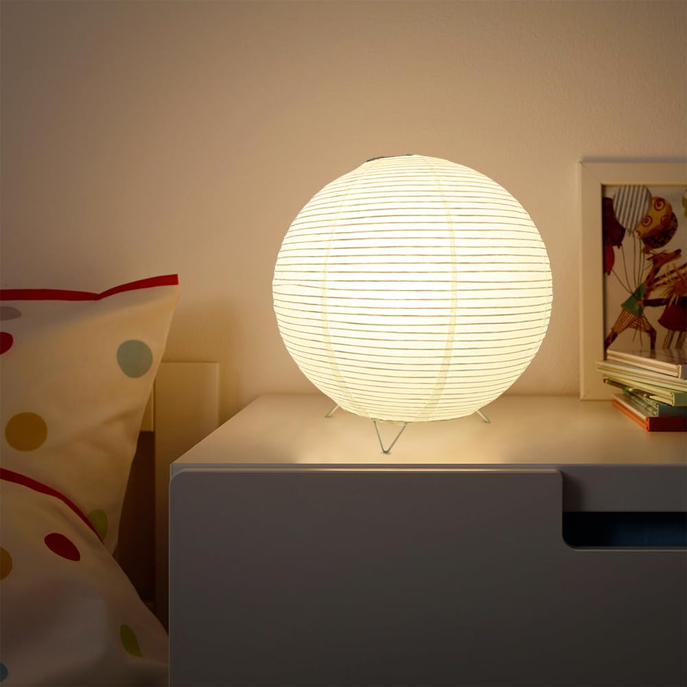 Yy Yearchy Table Lamp Paper Lamp Standing Lamps With Rice Paper Shade For Bedroom Livingroom (Ball 2 Pack)