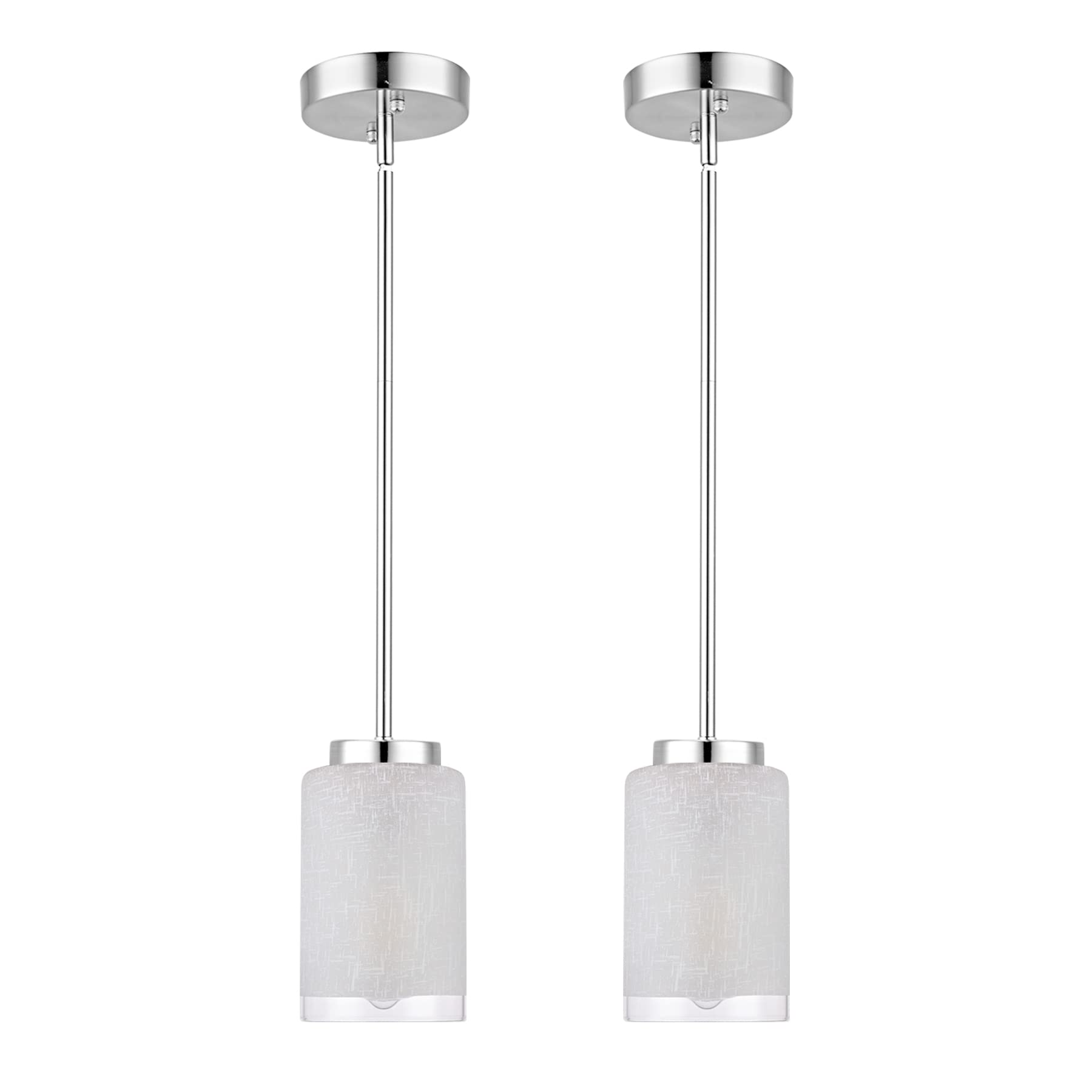 Youroke 2 Pack Pendant Light Fixtures, Indoor Brushed Nickel Kitchen Island Hanging Lights Adjustable Vintage Lamp, Mini Pendant