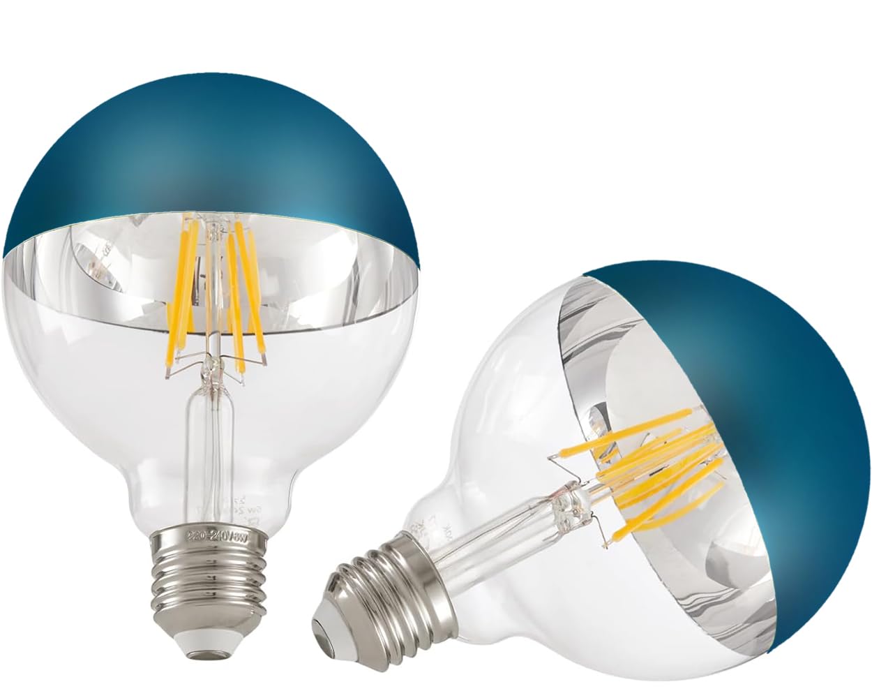 Karlunkoy Large Half Chrome Light Bulb,Dimmable 8W (80W Eqv.) Led Edison Bulbs,Anti-Glare G95 Globe Shape Decorative Led Decorat