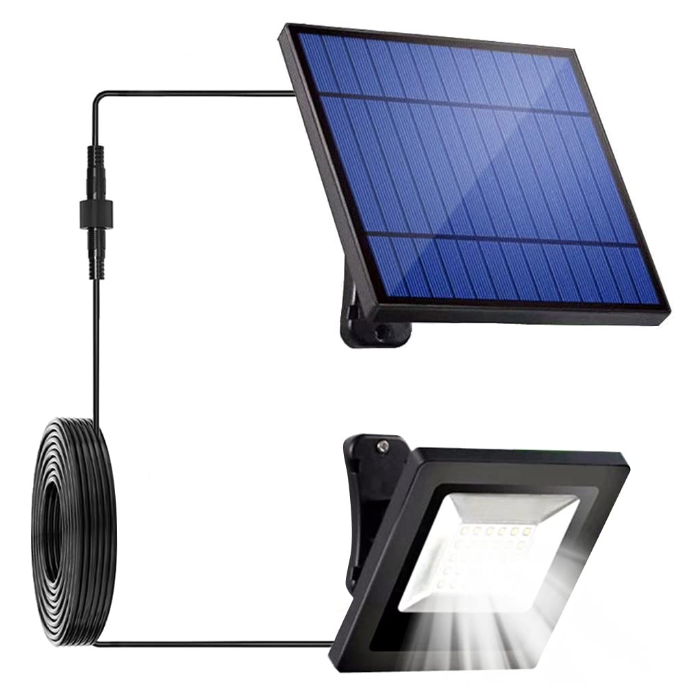 Ousam Led Solar Flood Lights Outdoor Waterproof 16FT Cord 6000K LED Security Light White