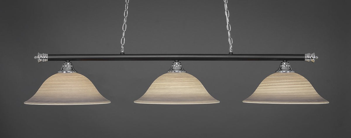 Toltec Lighting Oxford 3 Light Island In Chrome & Matte Black (373-Chmb-602)