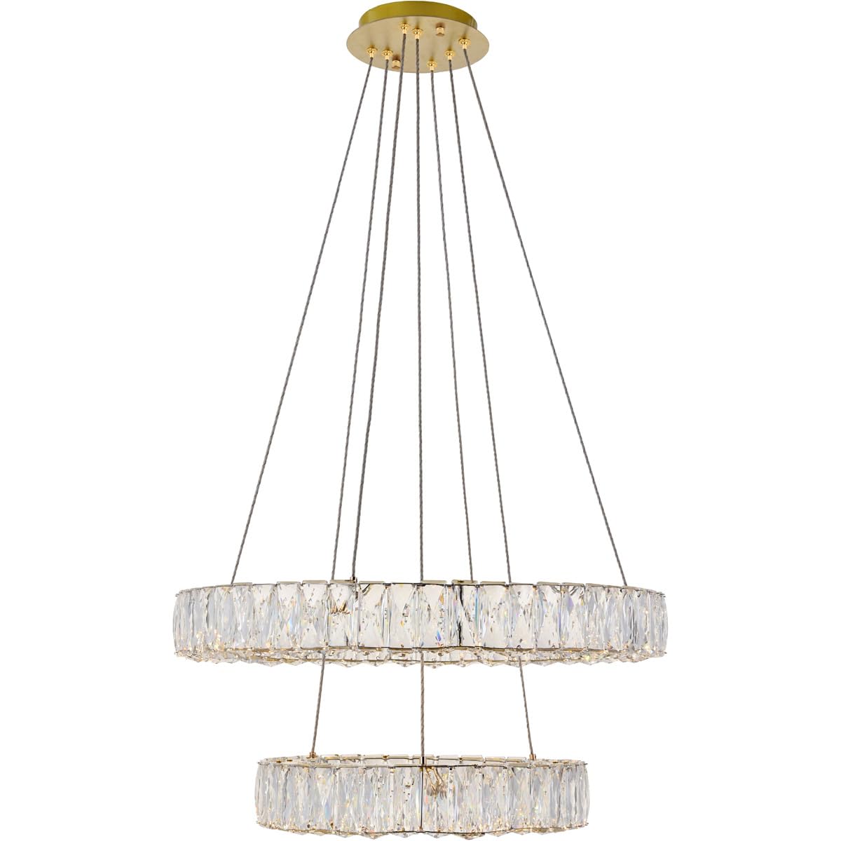 Elegant Lighting Indoor Modern Home Decorative Bright Monroe Integrated LED chip Light Gold Chandelier Clear Royal Cut Crystal