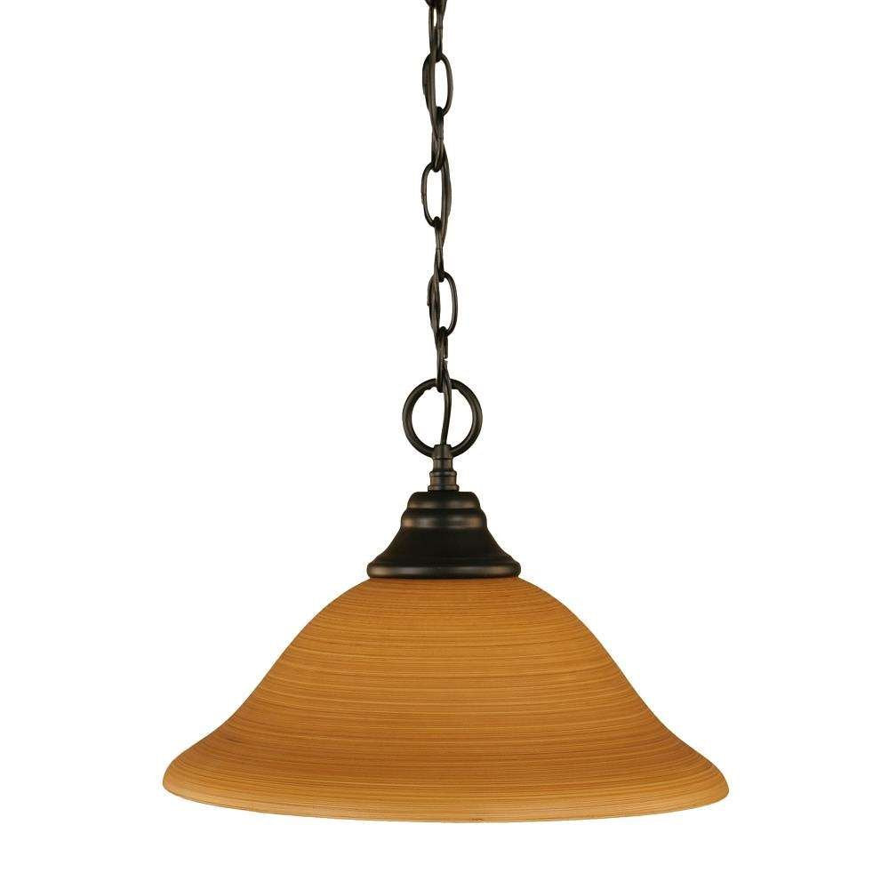 Toltec Lighting 10-Mb-624 Chain Hung Pendant With 12&quot; Cayenne Linen Glass, Matte Black Finish