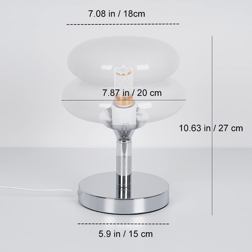 Jiesheng Green Glass Bedside Lamp - 10.63&quot; Retro Egg Tart Design With 3 Color Modes