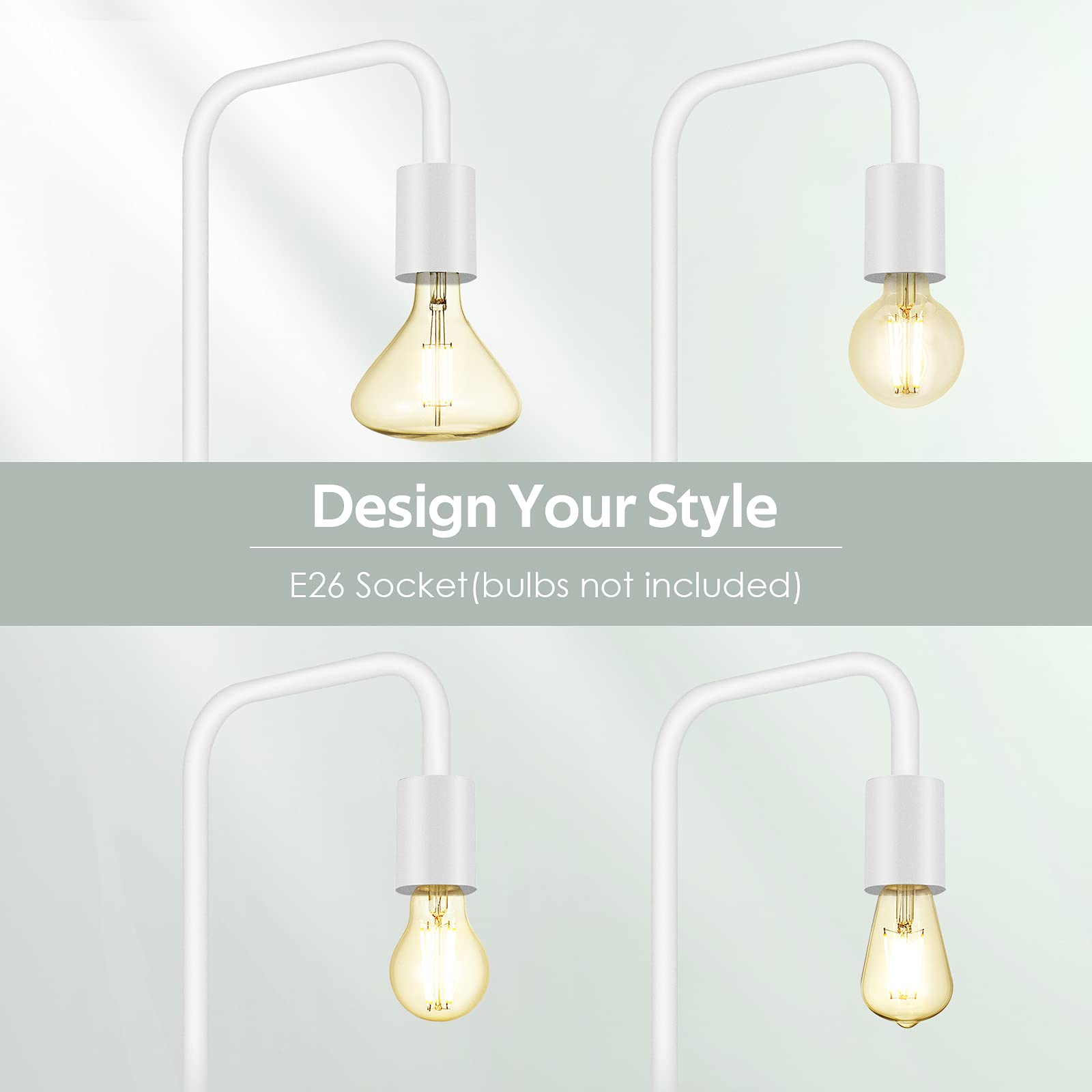 Boostarea Floor Lamp, White Industrial Floor Lamp, 63In Standing Lamp, E26 Socket, On/Off Footswitch, Whole Metal, Etl Listed, M