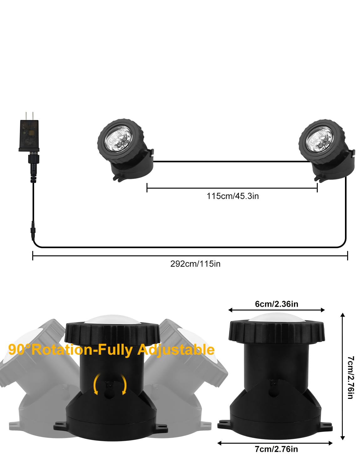 CREPOW RGB Underwater Pond Lights - Super Bright LED Submersible Spotlights, Bluetooth Control, IP68 Waterproof, Set of 2, Multicolor