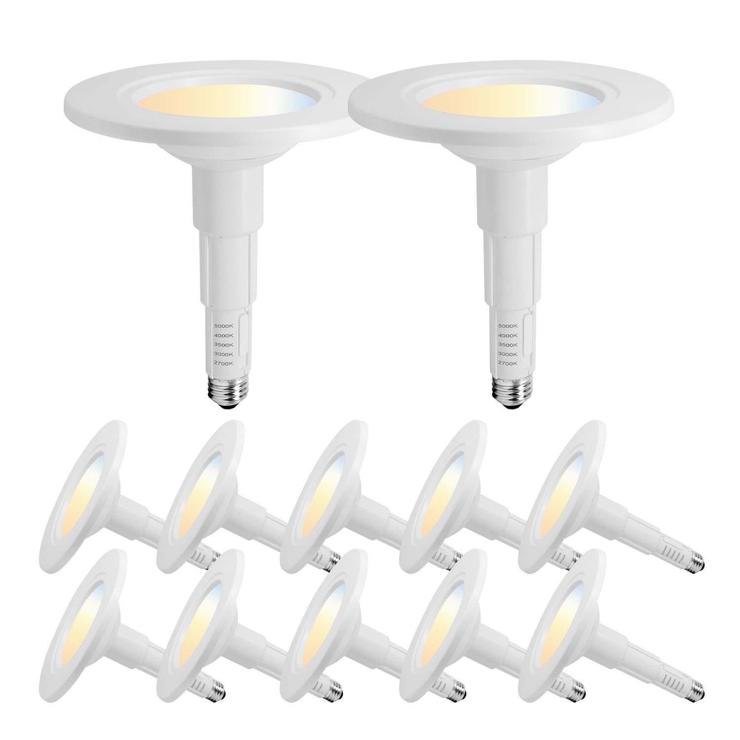 Jolux 5/6 Inch 5CCT Retrofit LED Recessed Lighting 12 Pack, Adjustable 5CCT 2700K-5000K, LED Replacement Can Lights,Dimmable,12=