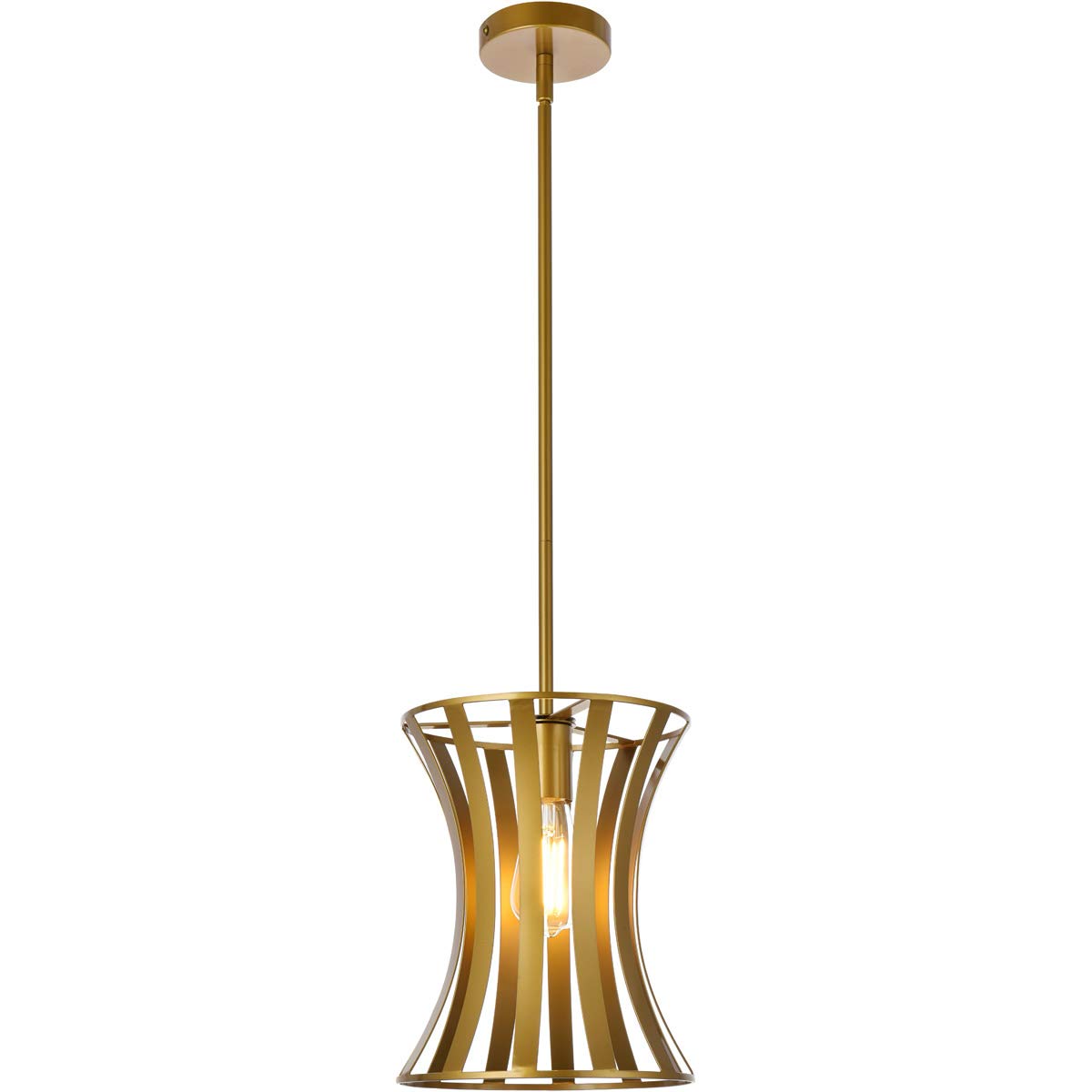 Living District Lily 1-Light Mid-Century Metal Pendant in Brass Finish