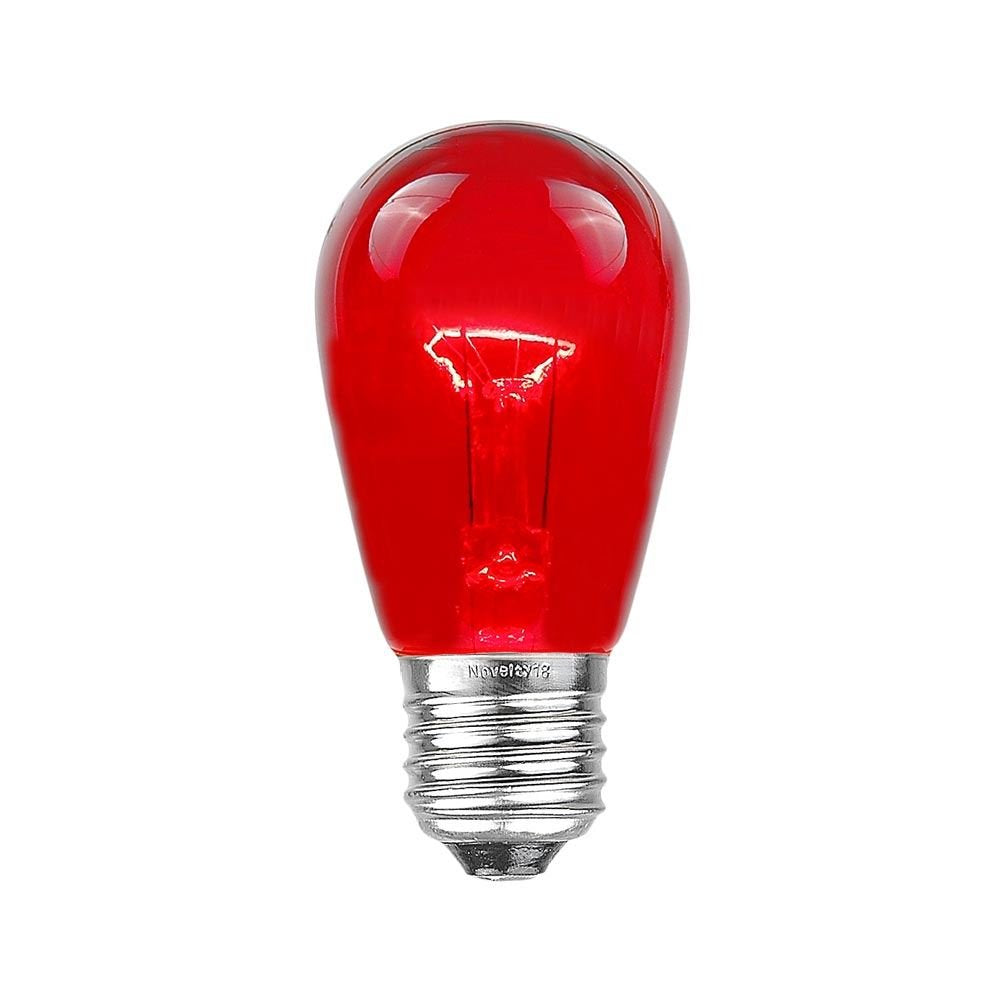 Novelty Lights 25 Pack S14 Outdoor Patio Edison Replacement Bulbs, E27 Medium Base, Red, 11 Watt