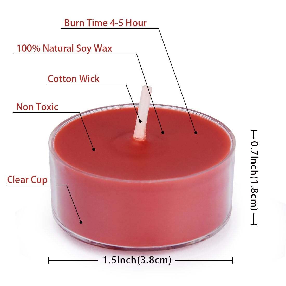 Deybby Scented Tealight Candles, Long Lasting Soywax Tea Candle Used For All Of Holders|Clear Cup|12 Counts|Up To 4 Hour Burn Time|Apple