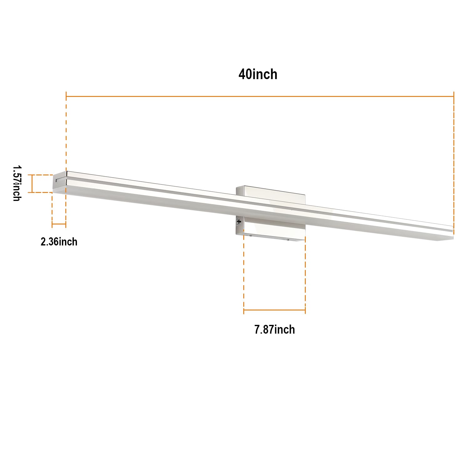 Sinerise Led Modern Bathroom Vanity Light Bar (40-Inch, 3000K/4000K/6000K), Chrome Dimmable Modern Acrylic Bathroom Wall Lightin