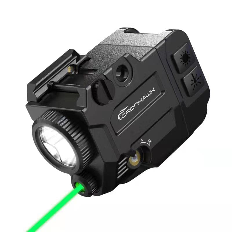 CRONHAWK 500 Lumens Tactical Weapon Flashlights Laser Sight - Rail-Mounted Light and Green Laser Light Combo for Handheld Toy with Picatinny Rail and GL Rails - Magnetic Charging Port