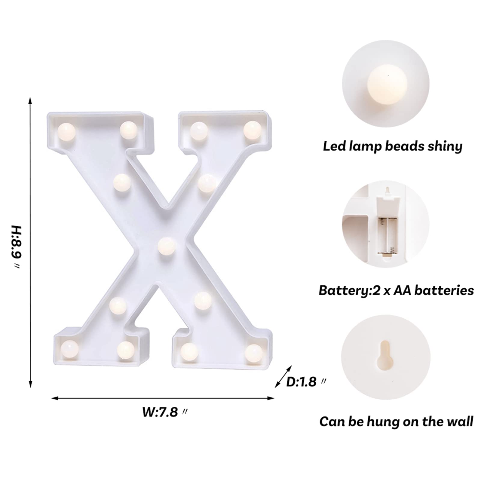 Foaky Led Letter Lights Sign Light Up Letters Sign For Night Light Wedding/Birthday Party Battery Powered Christmas Lamp Home Bar Decoration(X)