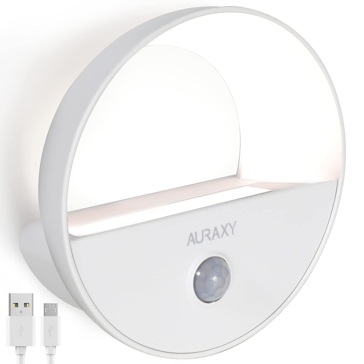 AURAXY Rechargeable Motion Sensor Night Light, Battery Night Lights LED Cool White Magnetic Stick-on Motion Sensored Hallway Lig