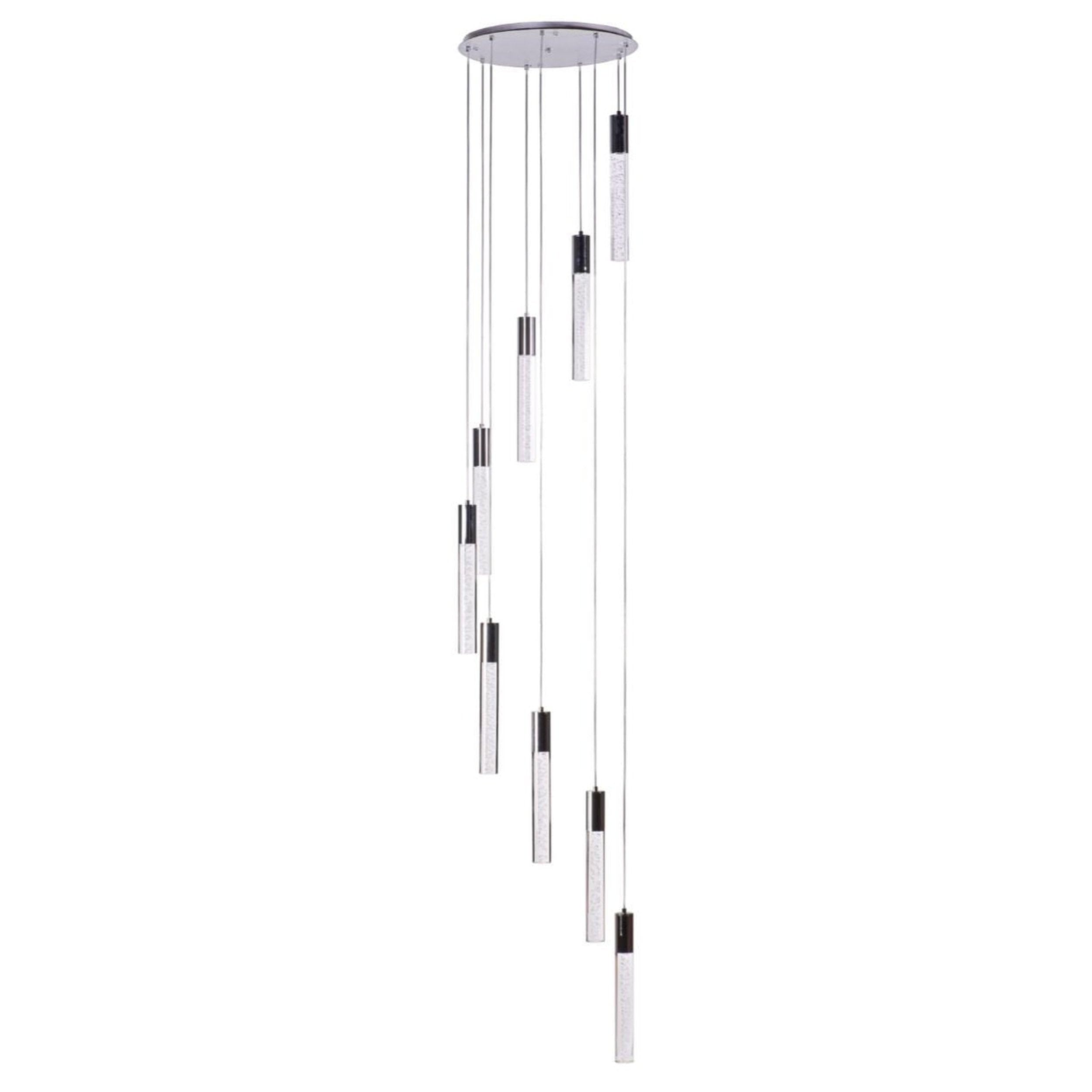 Finesse Decor Sparkling Night Cylinder Chandelier - 9 Light, Metal, Silver, Model FN-1260-9