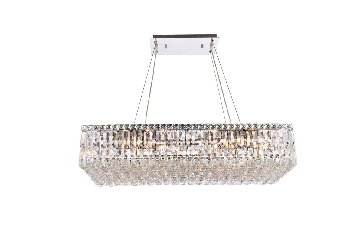 Elegant Lighting 2034D36c-Rc 36 L x 18 W x 75 H in Maxim collection Hanging Fixture - Royal cut- chrome Finish
