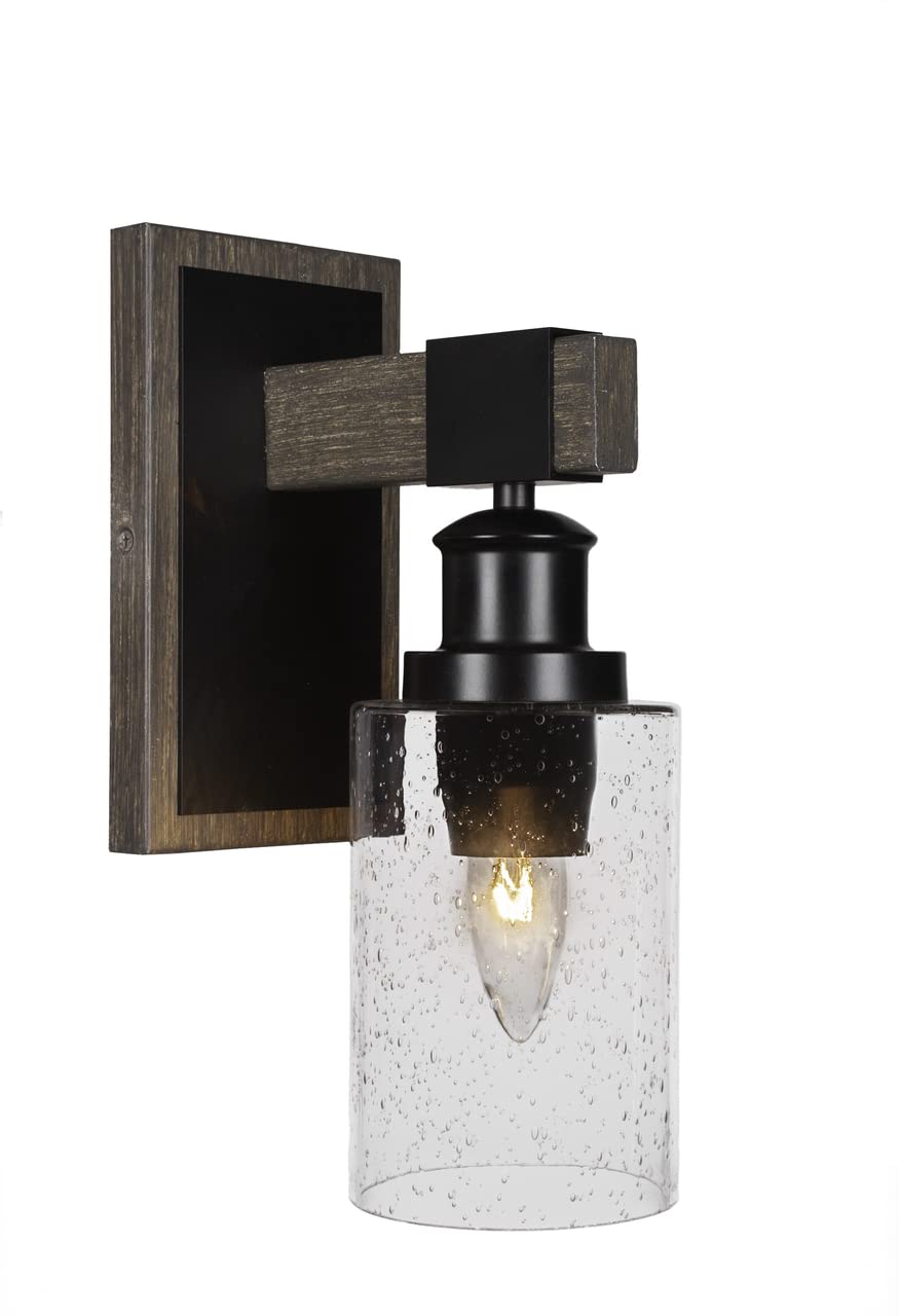 Tacoma - 1 Light Wall Sconce-12 Inches Tall And 4 Inches Wide-Black/Painted Wood Finish-Clear Bubble Glass Color