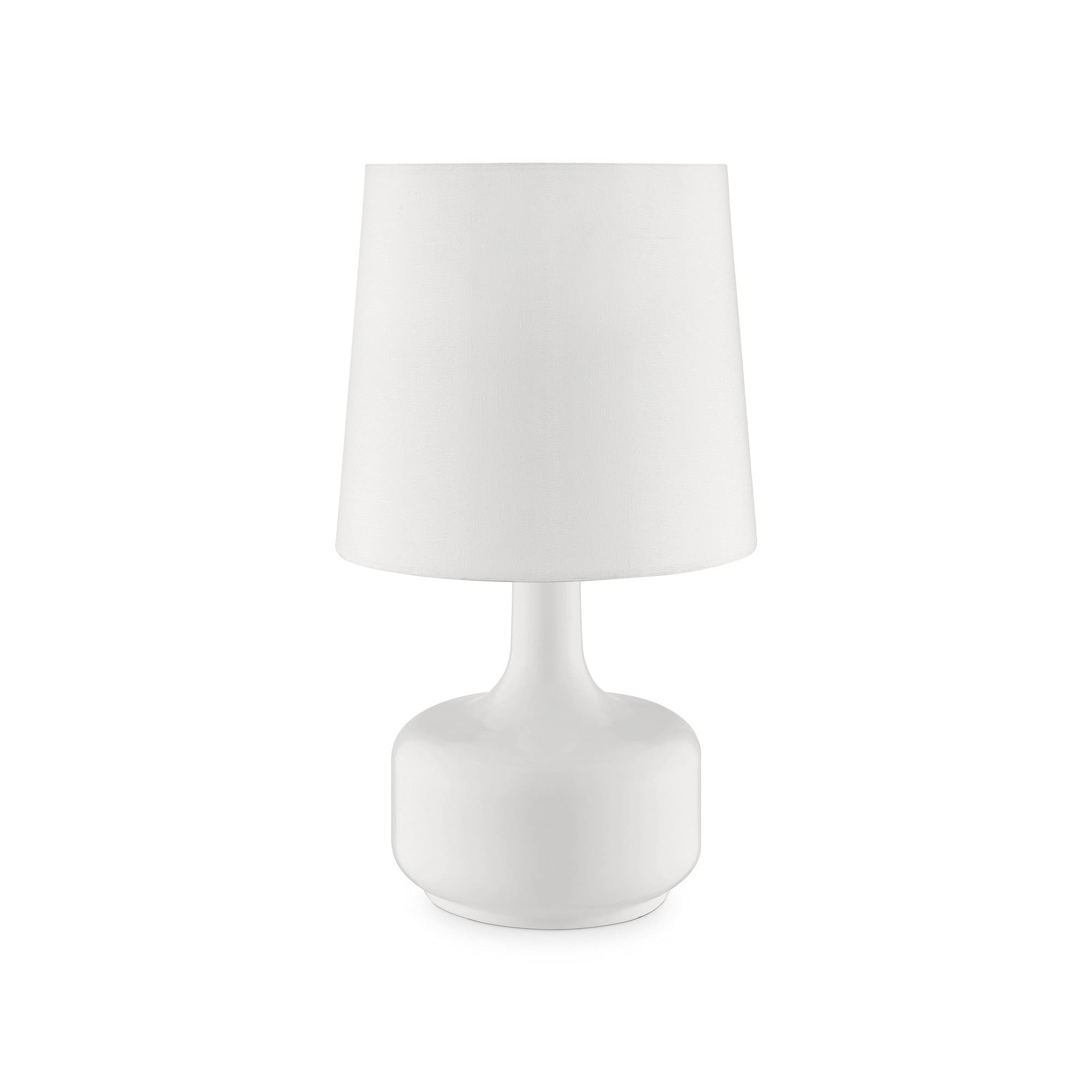 Benzara Bm240455 Table Lamp With Teardrop Metal Base & Fabric Shade, White