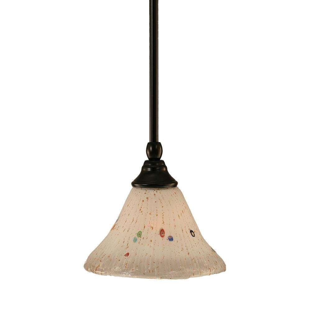 Toltec Lighting 23-Mb-751 Stem Mini Pendant With Hang Straight Swivel With 7&quot; Frosted Crystal Glass, Matte Black Finish