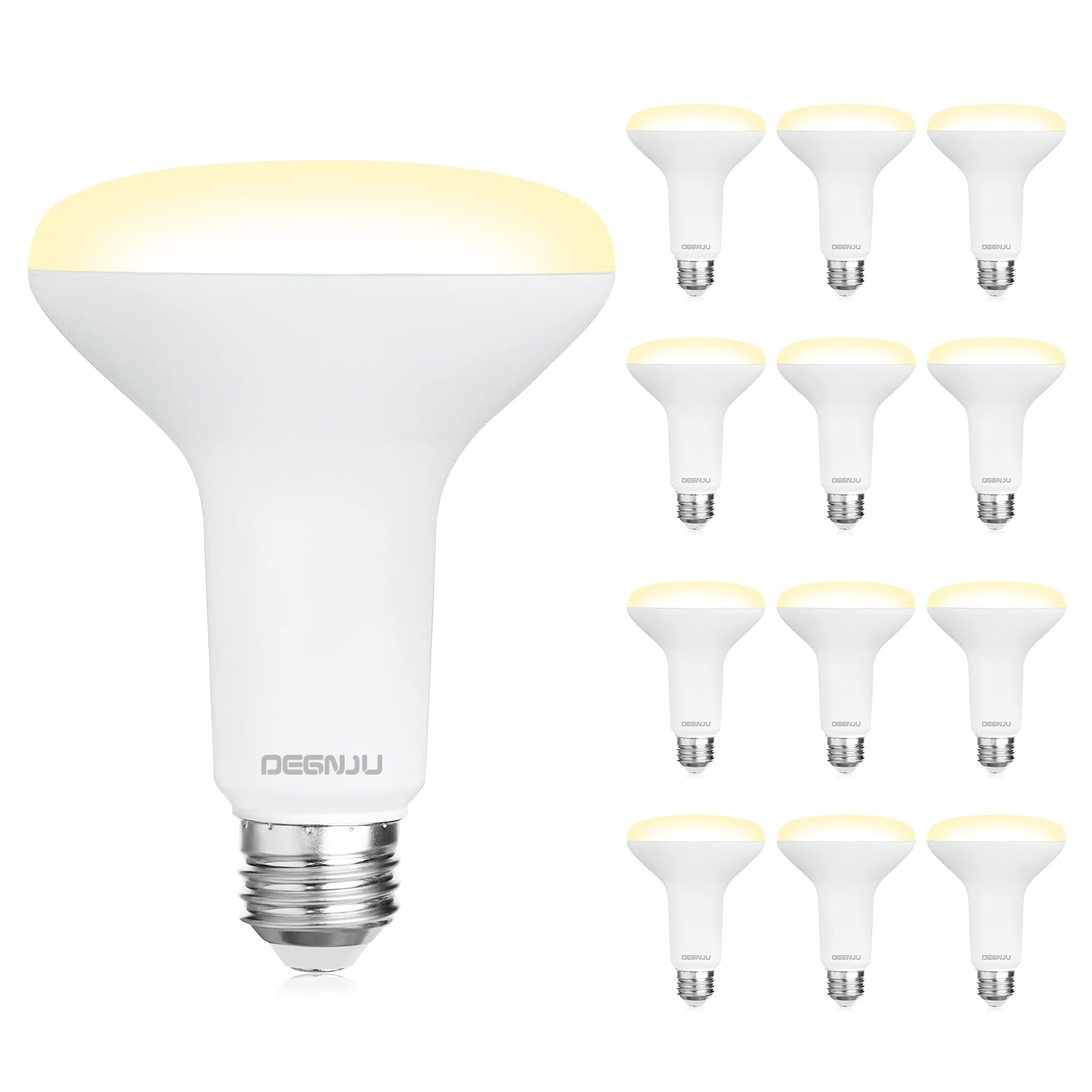 DEGNJU BR30 LED Bulb, Dimmable Flood Lights Indoor CRI80 7W Equivalent 65W 2700K Soft White 650 Lumens, 15000 Lifetime Hours Recessed Light Bulbs, Interior E26 Base LED Can Light Bulbs, 12 Pack