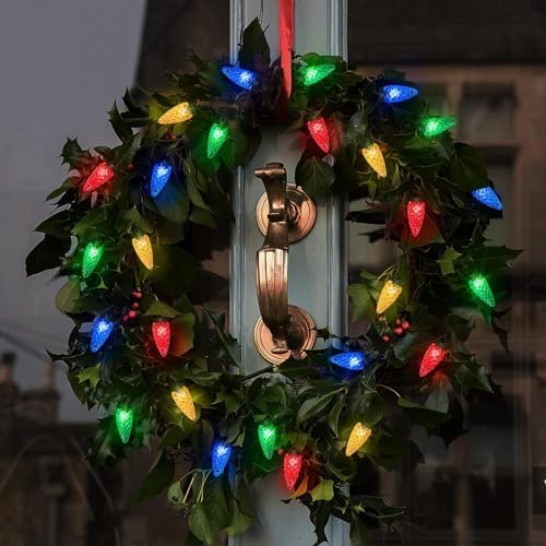 Anycosy Christmas Lights C6, 32.8 Ft 100 Leds Strawberry Battery Operated Strings Lights 8 Modes & Timer For Xmas Tree Garland G