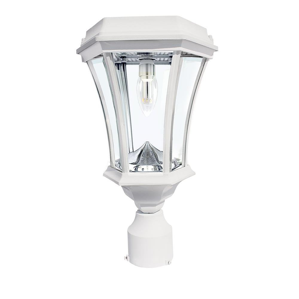 Gama Solar GS-94B-FPW-White Victorian - 18 Inch 11 LED Solar Light with GS Solar Light Bulb and Wall/Pier/3 Inch Fitter Mounts, White Finish